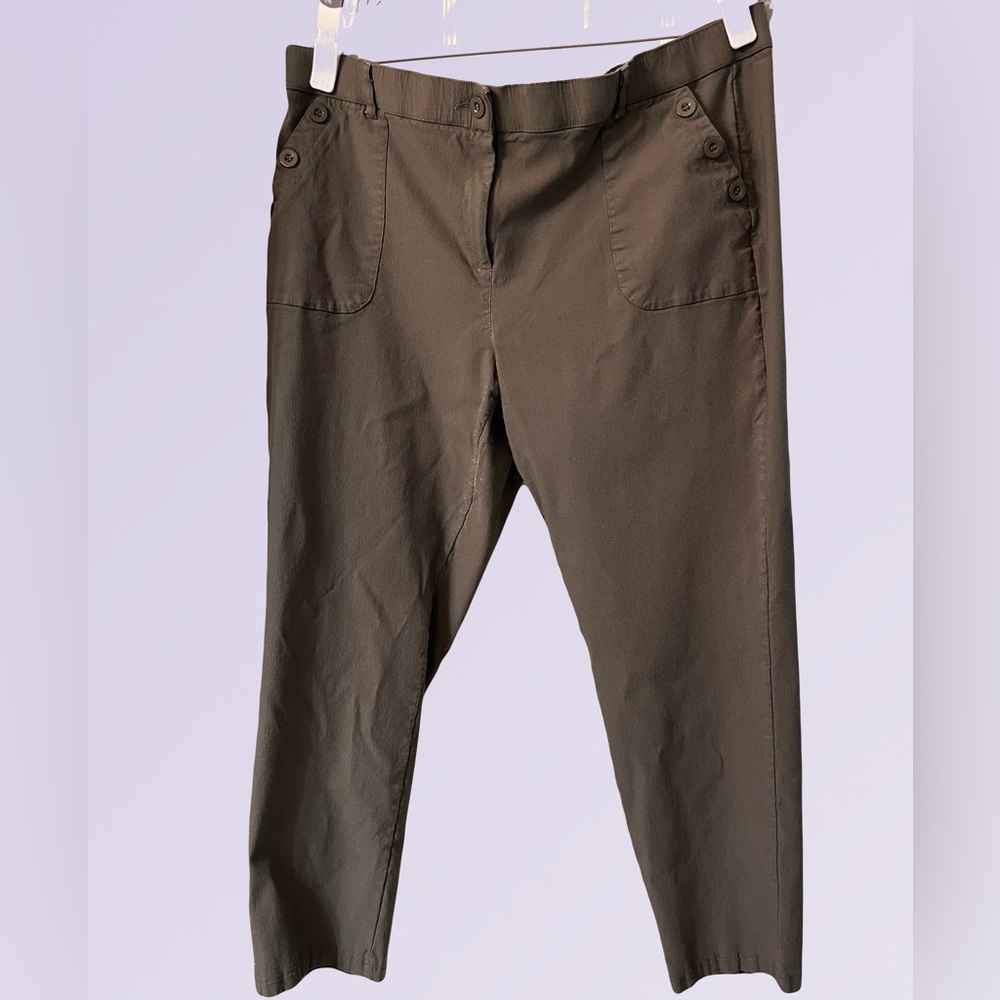 Claire France Stretch Utility Pants - Army Green - 22W / 3X